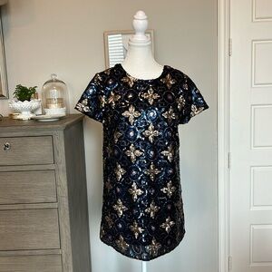 Show Me Your Mumu | Blue, Black, Gold | Tallulah Medallion Sequin Dress | XS